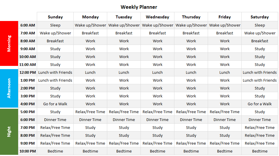 Weekly Planner - Full Time Job